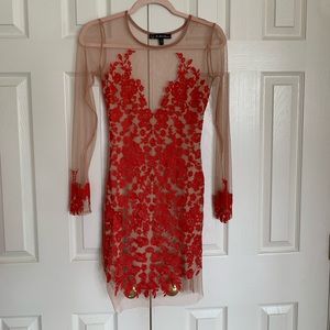 For love and lemons red lace mini dress